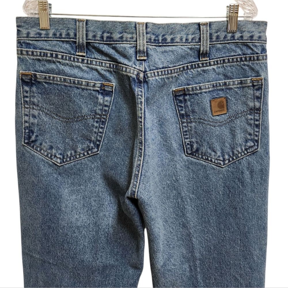 Carhartt Jeans Mens 35x29 Blue Cotton Denim Relaxed Fit Straight Casual Workwear - Picture 4 of 9